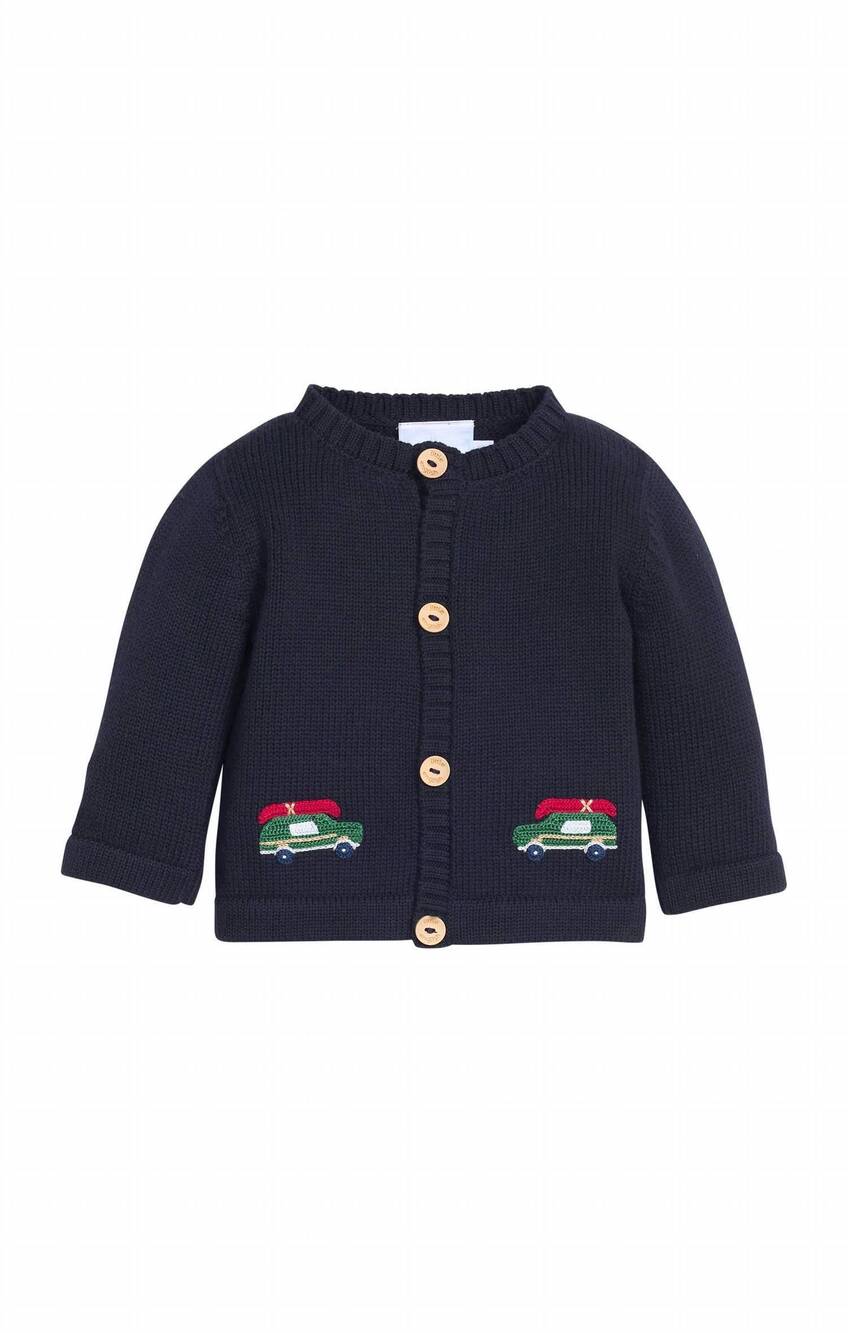 NEW LITTLE ENGLISH kid's wagoneer crochet cardigan in navy
